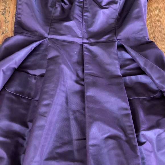 Prada Taffeta Pleated Short Sleeve Formal Plum Color Dress Size 46 Made in Italy - Picture 11 of 16